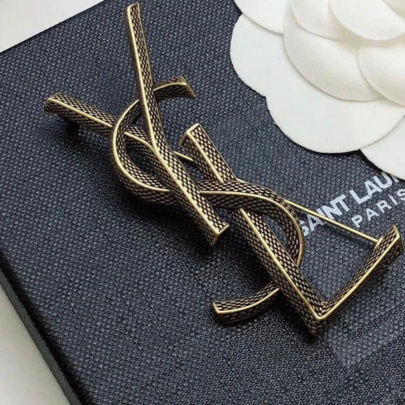 Saint Laurent Black and Gold Intertwined Brooch - Picture 3 of 4